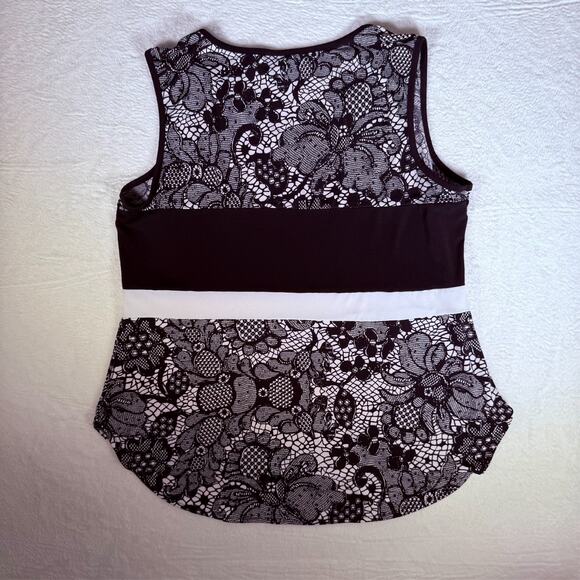 Worthington Woman Top White Black Lace Sleeveless Hi-Lo Petites XL Whimsigoth - Picture 3 of 6
